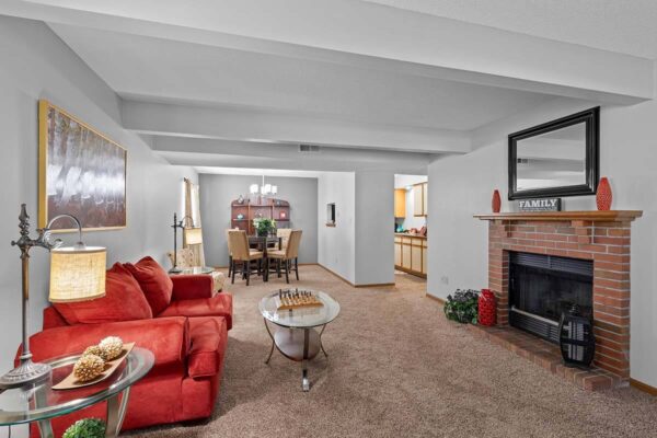 bv-lp-fireplace carpeted living area with fireplace